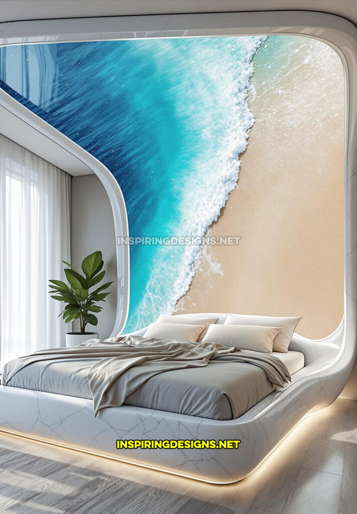 active scene bed with an aerial beach wave scene