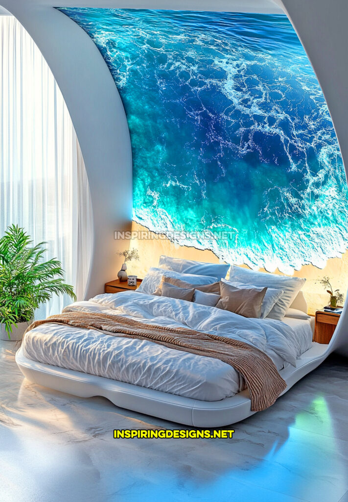 active scene bed with an aerial beach wave scene