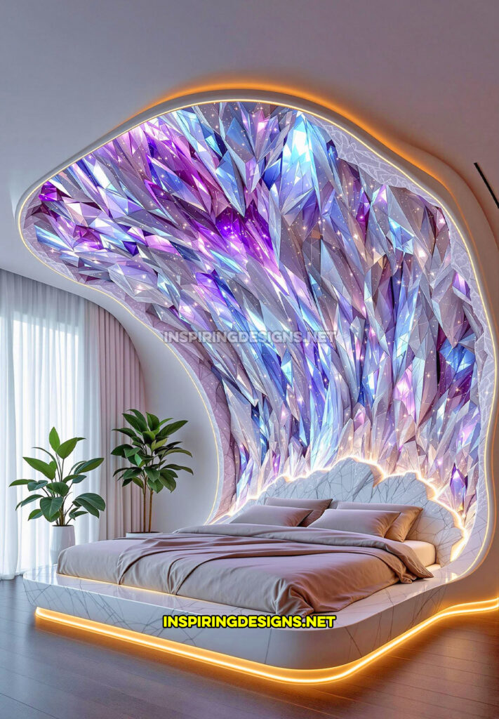 active scene bed with a crystal cave wall design