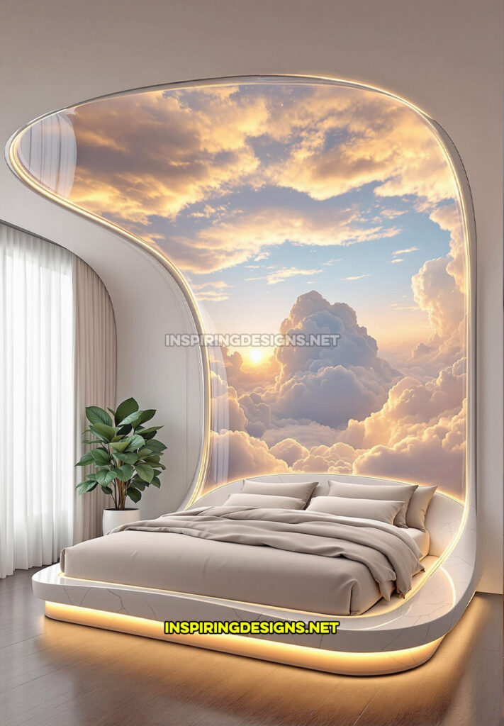 active scene bed with a flying through clouds scene