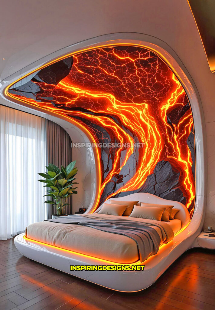 active scene bed with a flowing lava scene