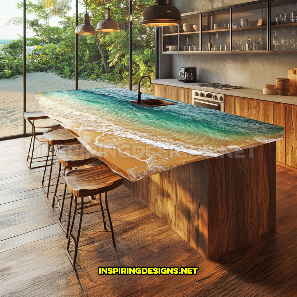 active scene countertop in a beach design