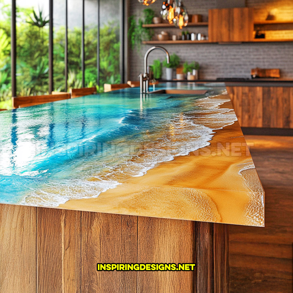 active scene countertop in a beach design