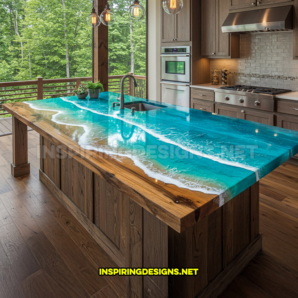 active scene countertop in a beach design