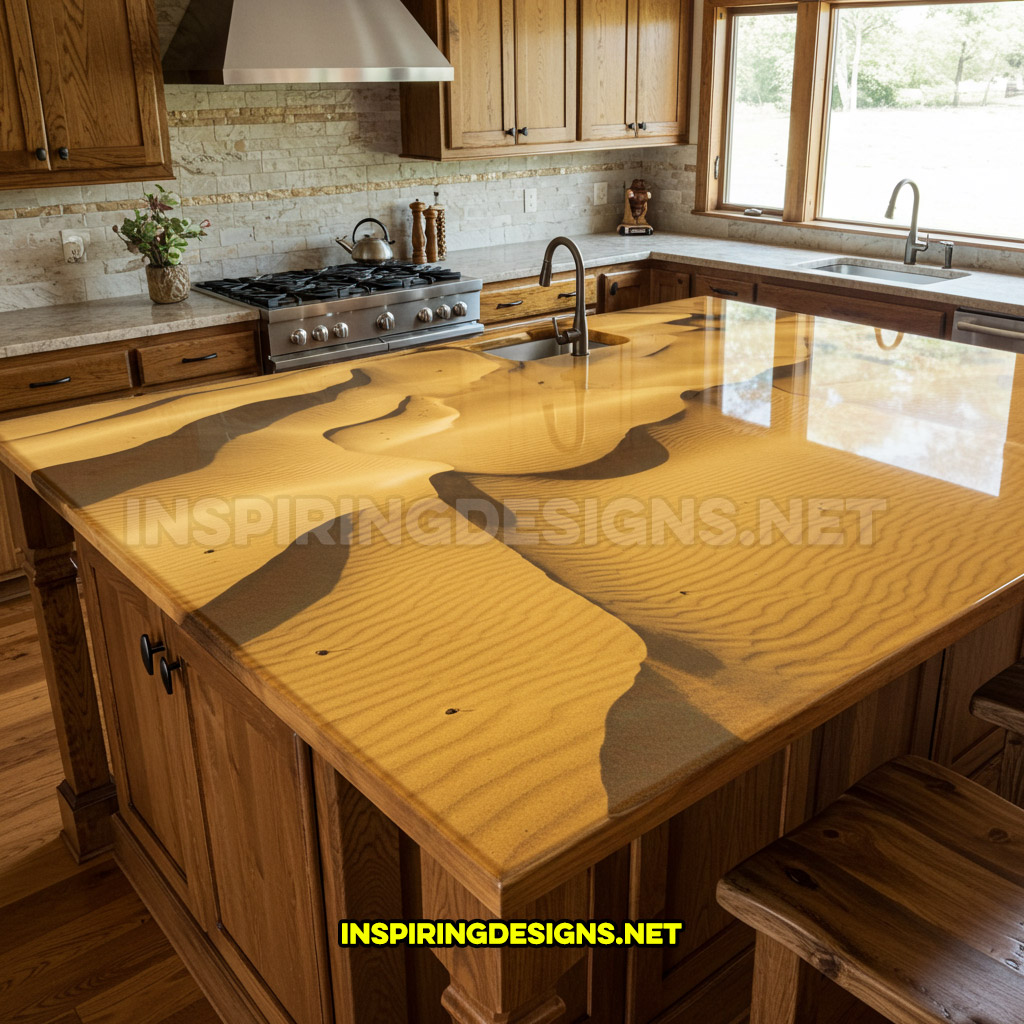 active scene countertop in a desert sand dunes design