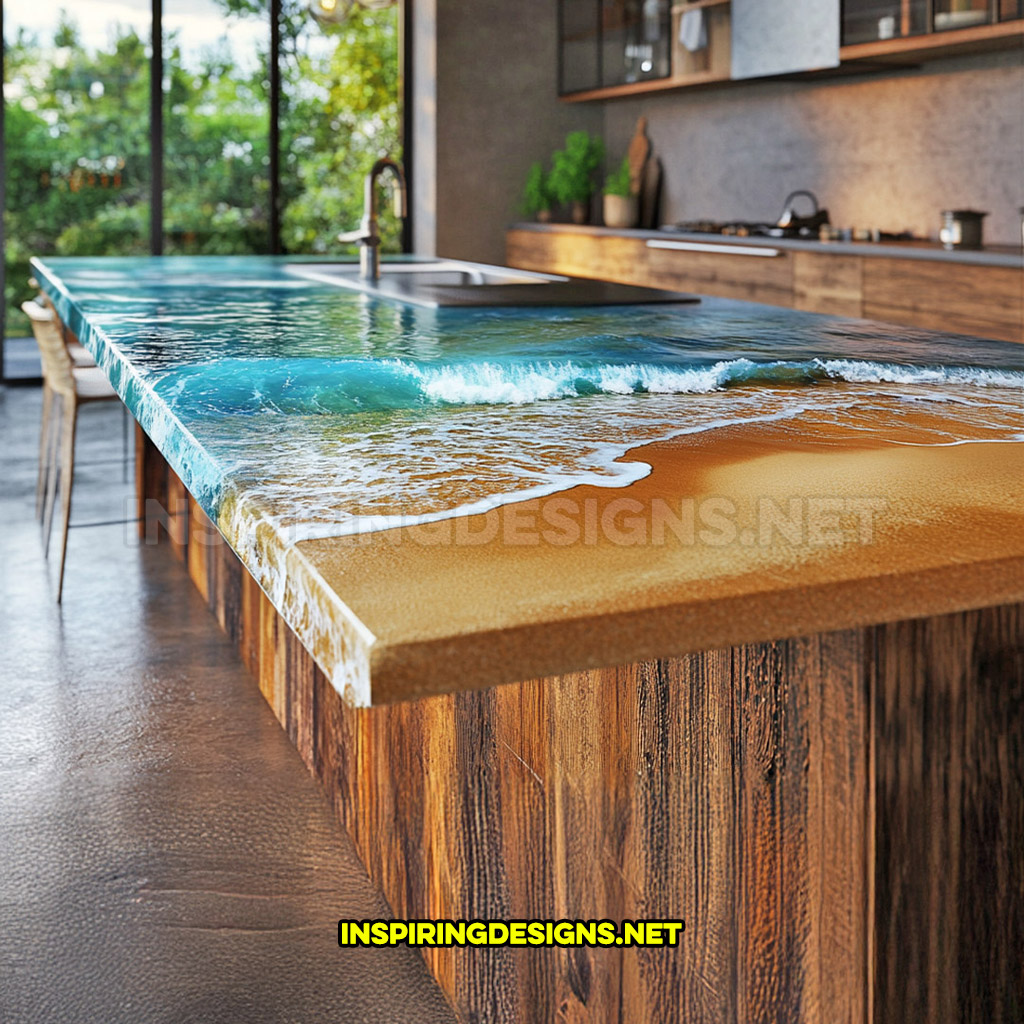 active scene countertop in a beach design