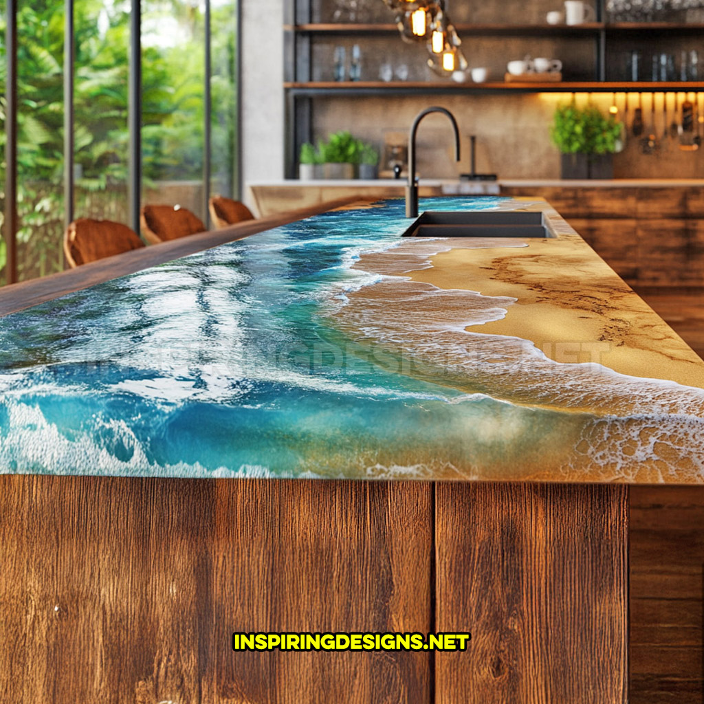 active scene countertop in a beach design