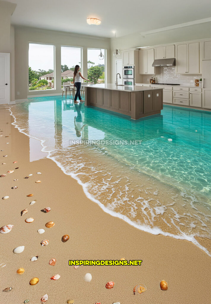 active scene floor in a sandy beach scene