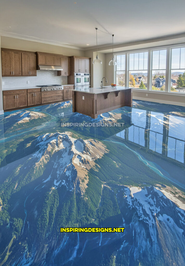 active scene floor in an aerial mountain view scene