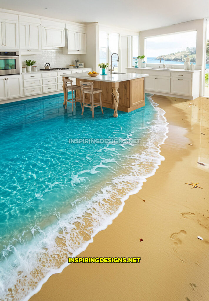 active scene floor in a beach wave scene