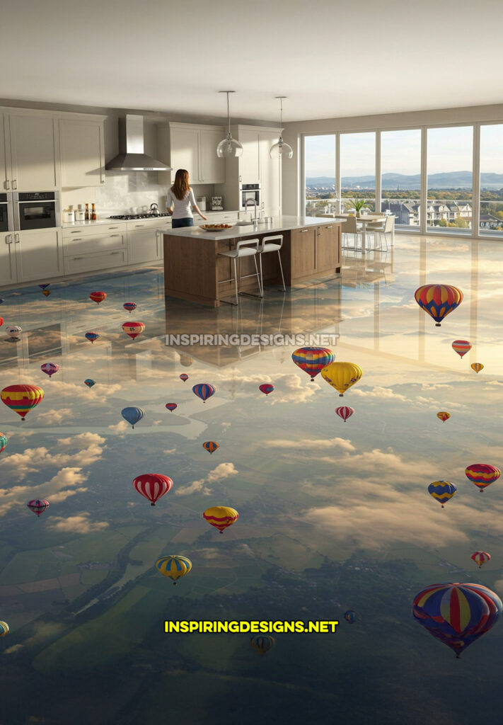 active scene floor in a hot air balloon scene