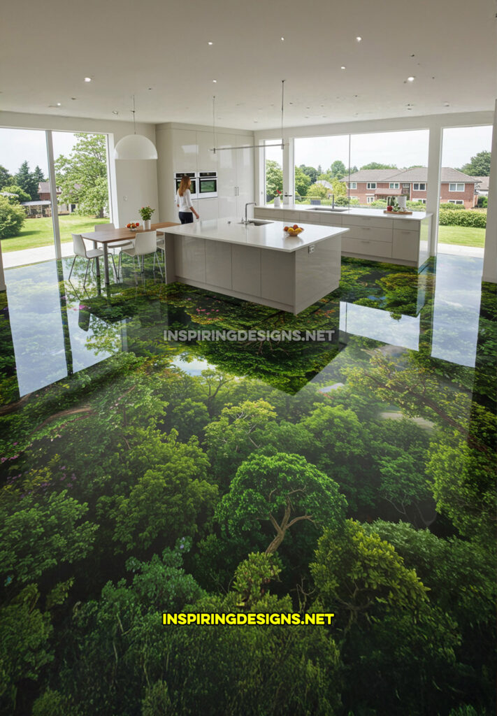 active scene floor in a green forest canopy scene