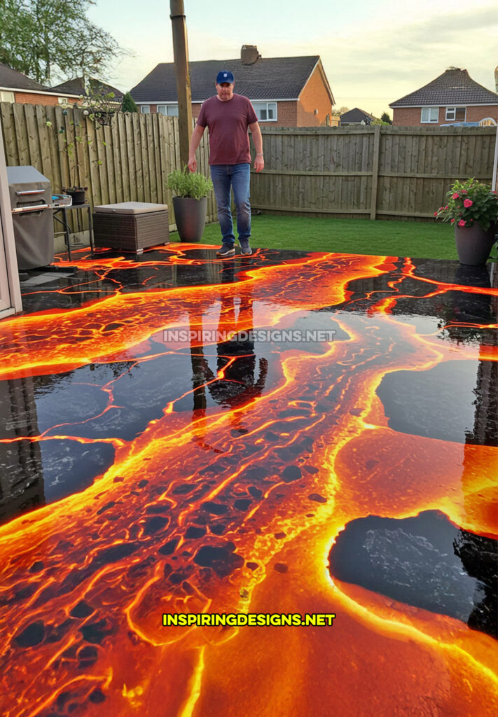 active scene patio in a flowing lava design