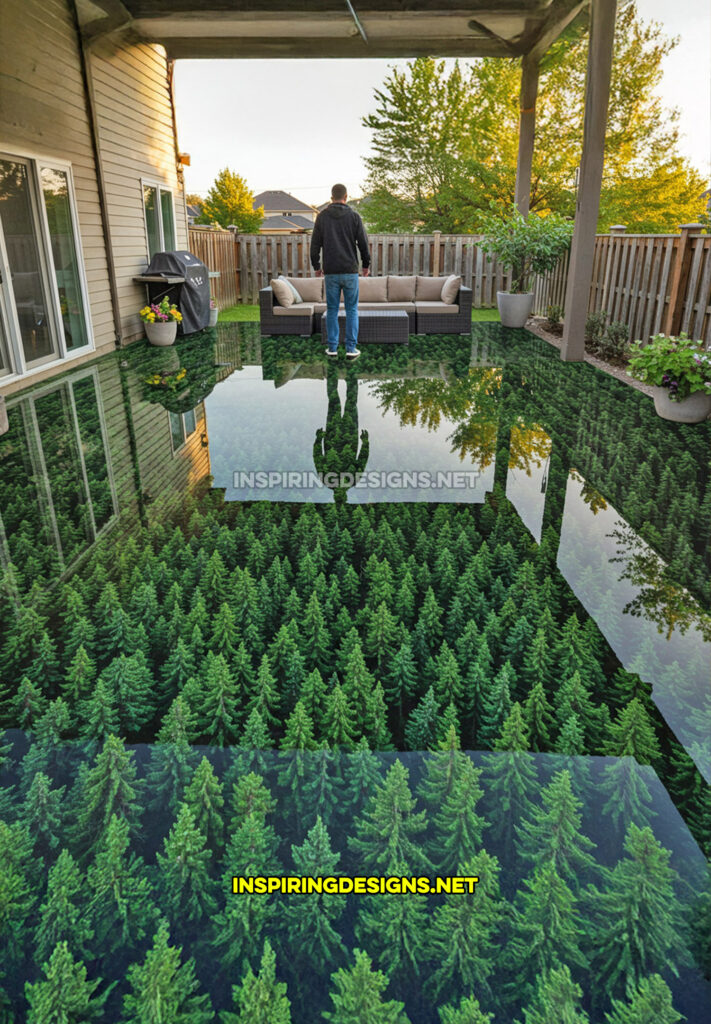 active scene patio in a green forest canopy design