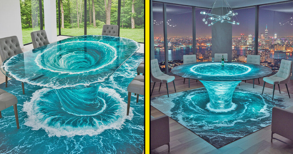 Water vortex dining tables