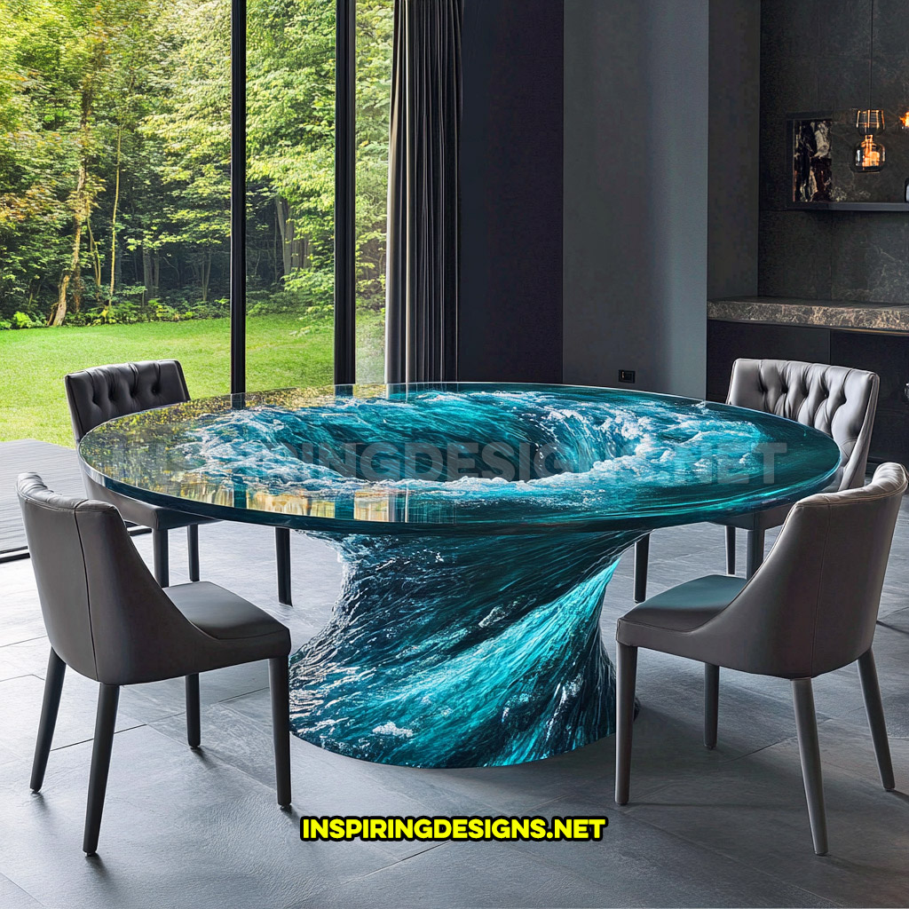 water vortex dining table in a small circular design