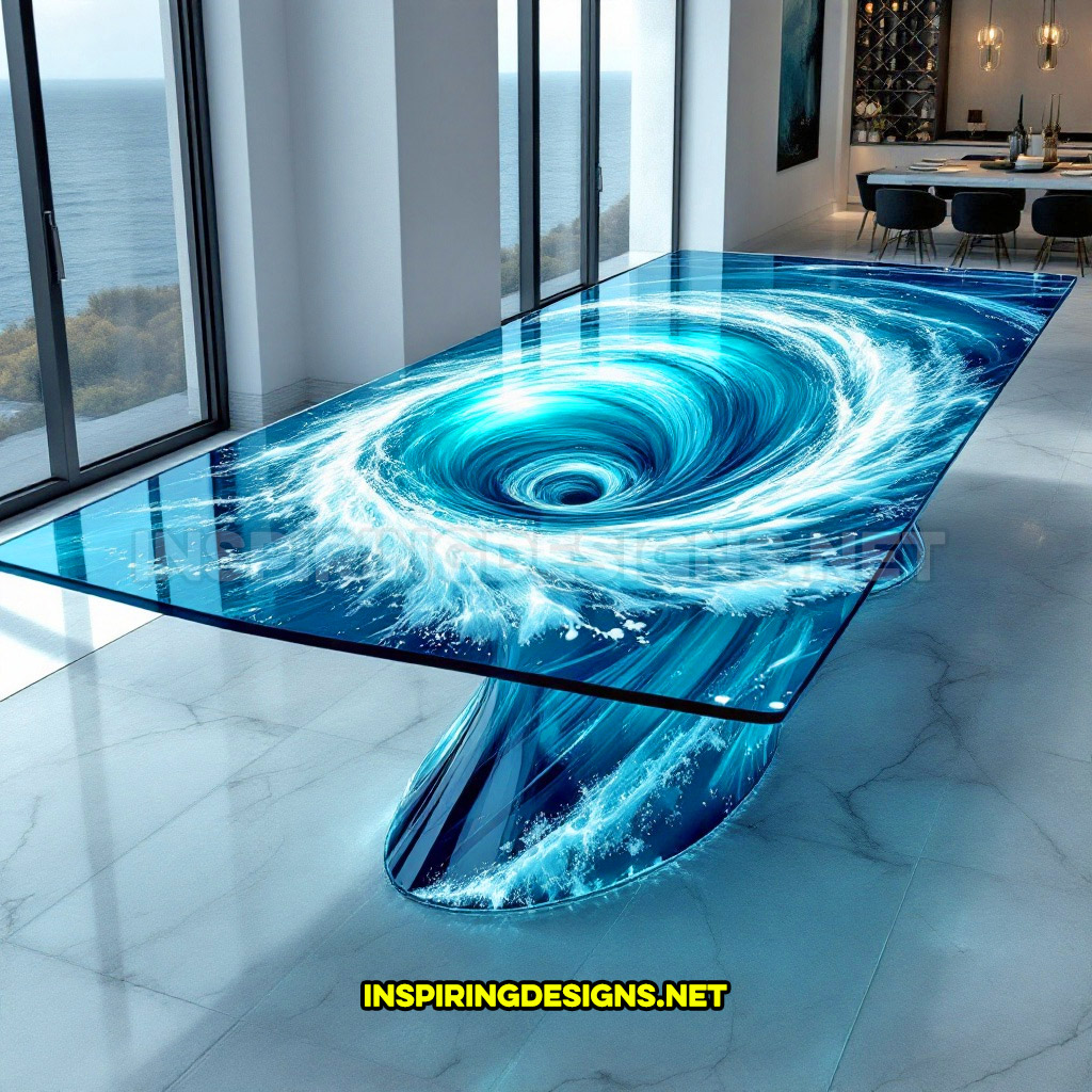 water vortex dining table in a modern circular design