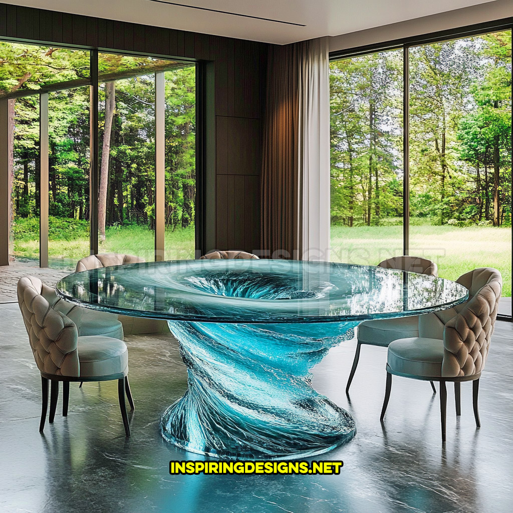 water vortex dining table in a contemporary circular design