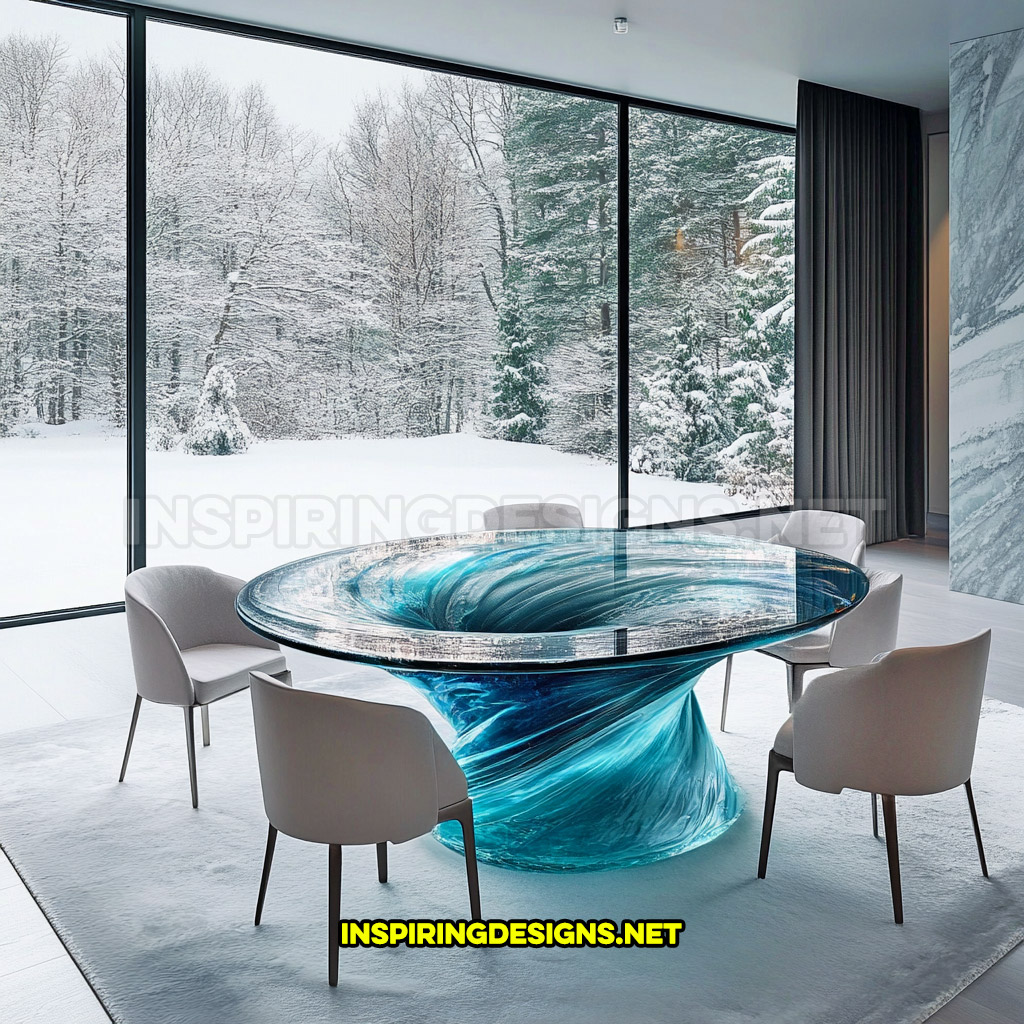 water vortex dining table in a contemporary circular design