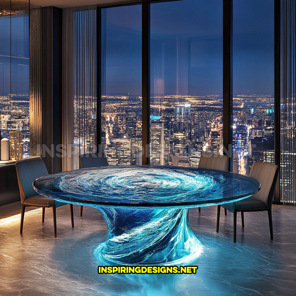 water vortex dining table in a circular design