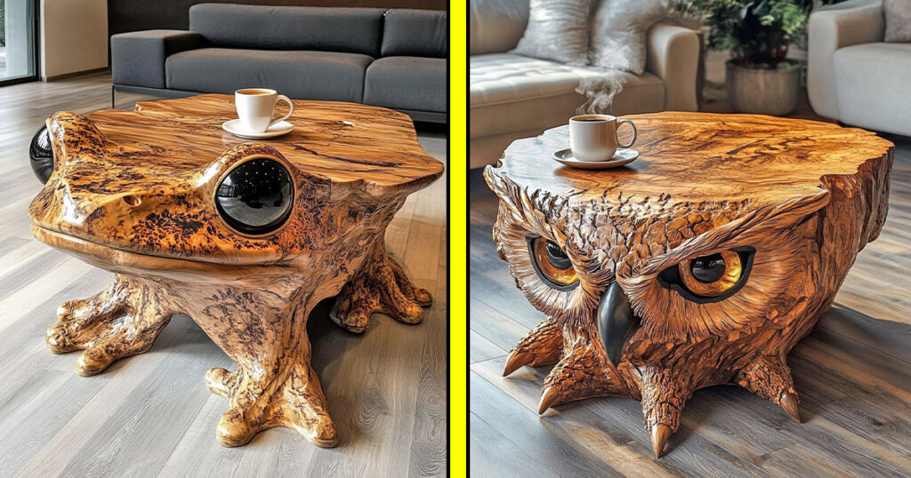 Wood animal shaped coffee tables