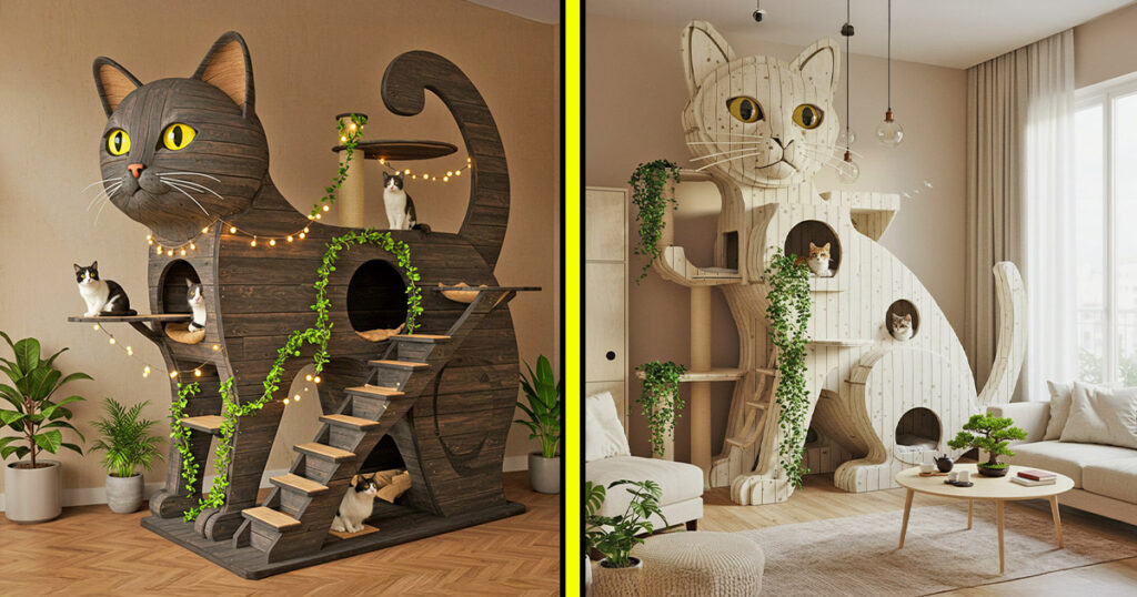 Giant cat shaped cat playgrounds
