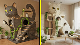 Giant cat shaped cat playgrounds