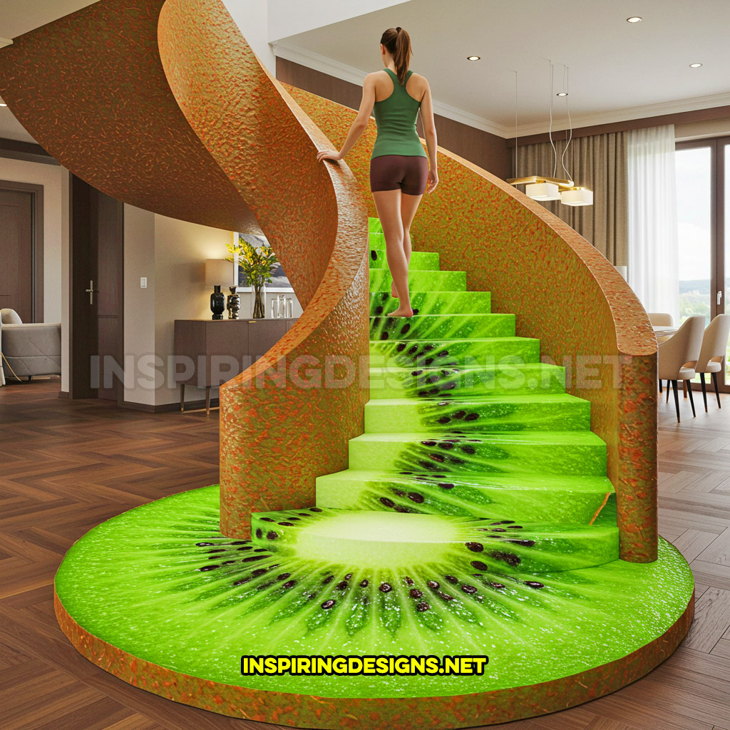 A fruit staircase in a kiwi design