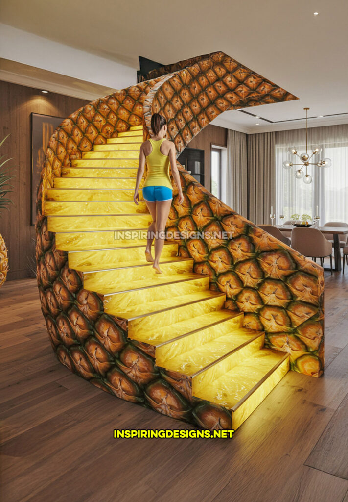 fruit staircase in a pineapple design