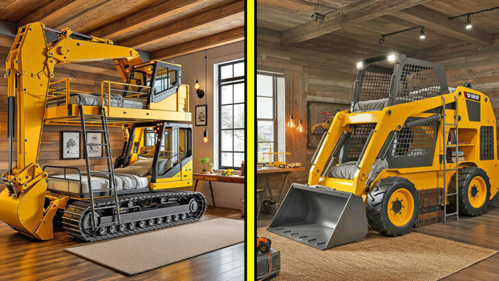 These Heavy Equipment Bunk Beds Turn Bedtime Into a Construction Adventure