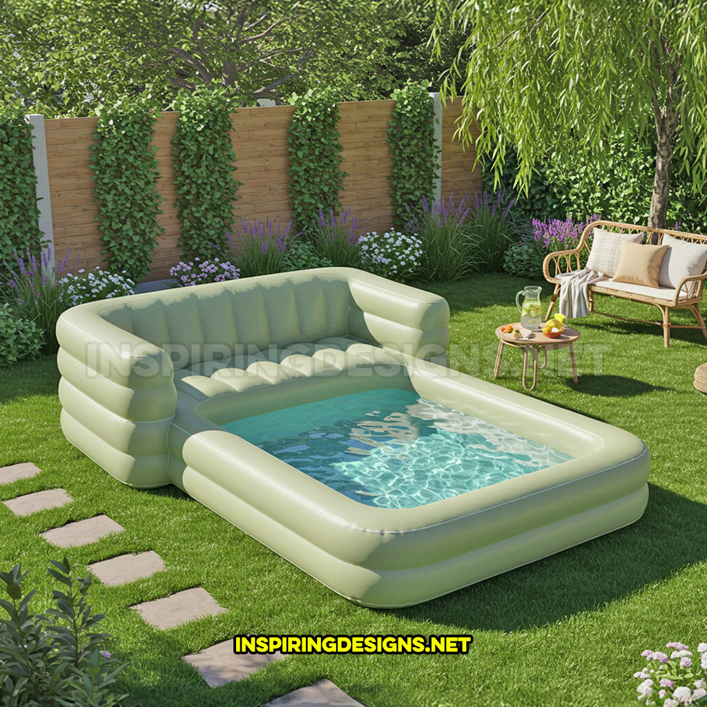 inflatable sofa pool in a light green color design