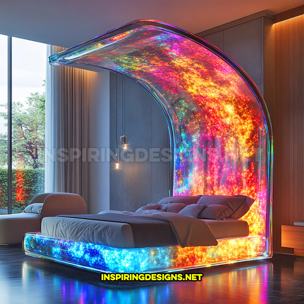 lava lamp bed in a multi-colored overhead design