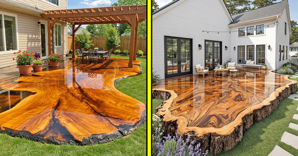 Live edge wood patios