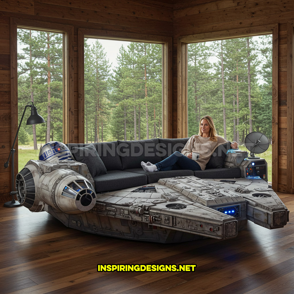 Millennium Falcon sofa with permanent wings extension