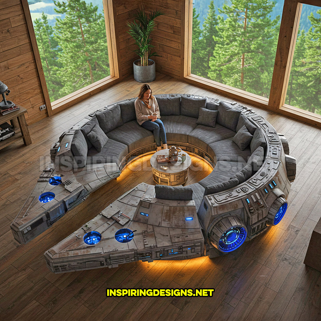 Millennium Falcon sofa in a circular sofa design