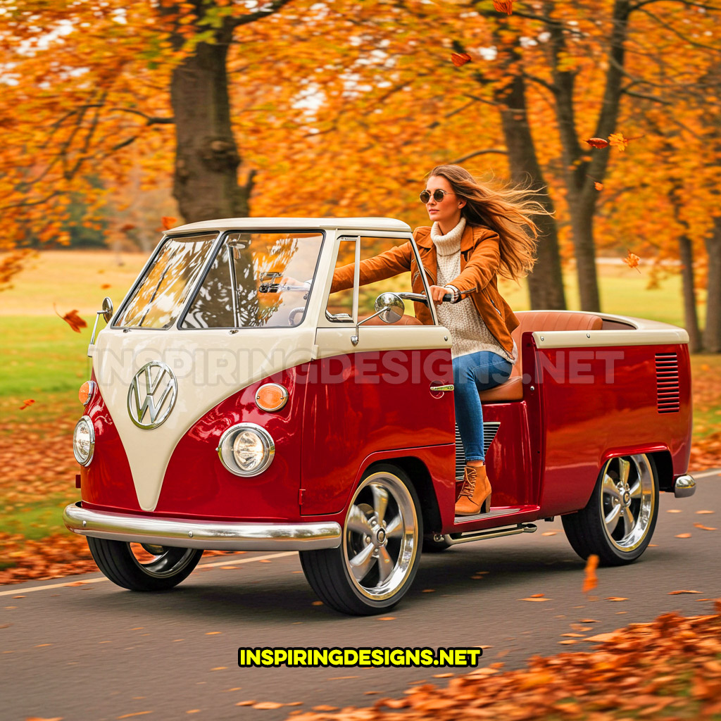 Volkswagen bus motorcycle in a red and white color design