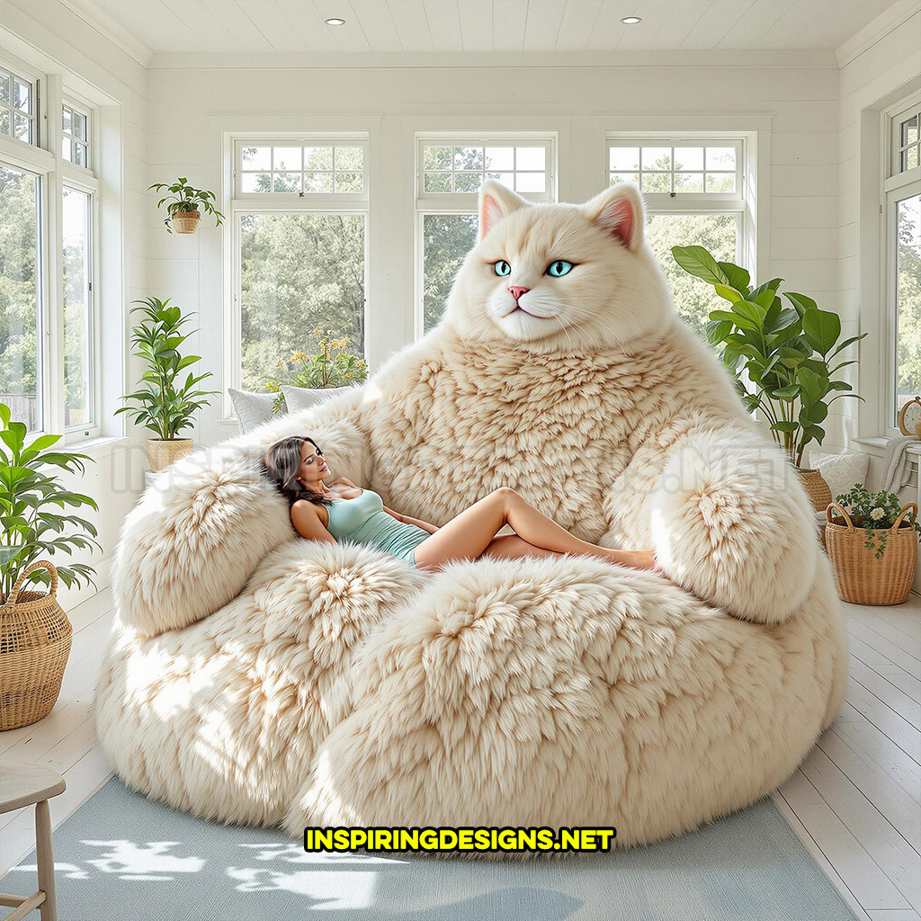 giant cat lounger in a white color design