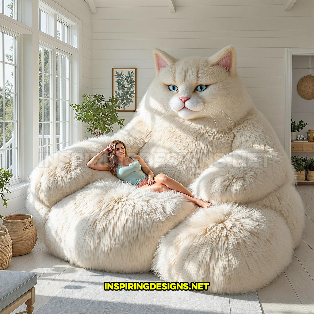 giant cat lounger in a white color design