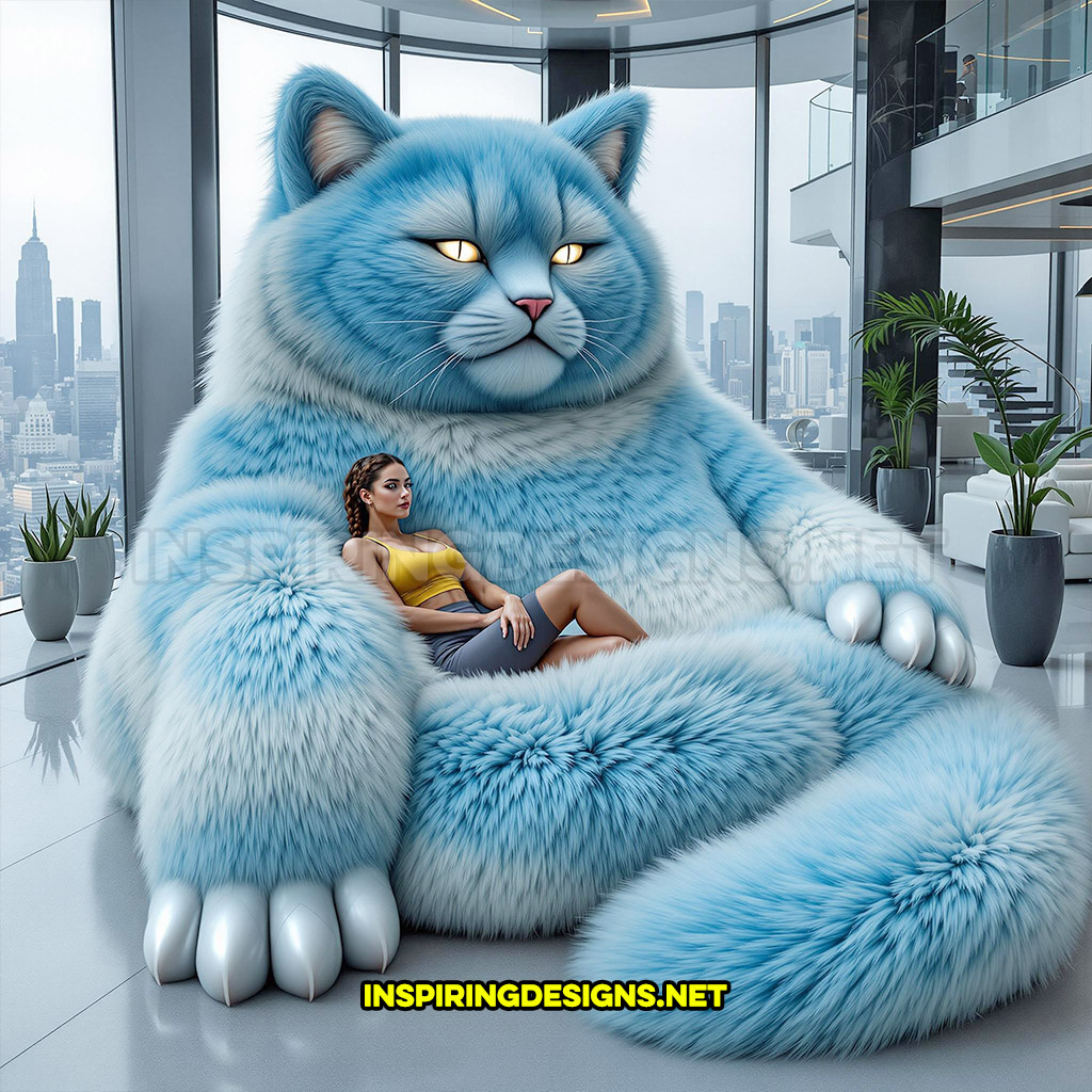 giant cat lounger in a turquoise color design