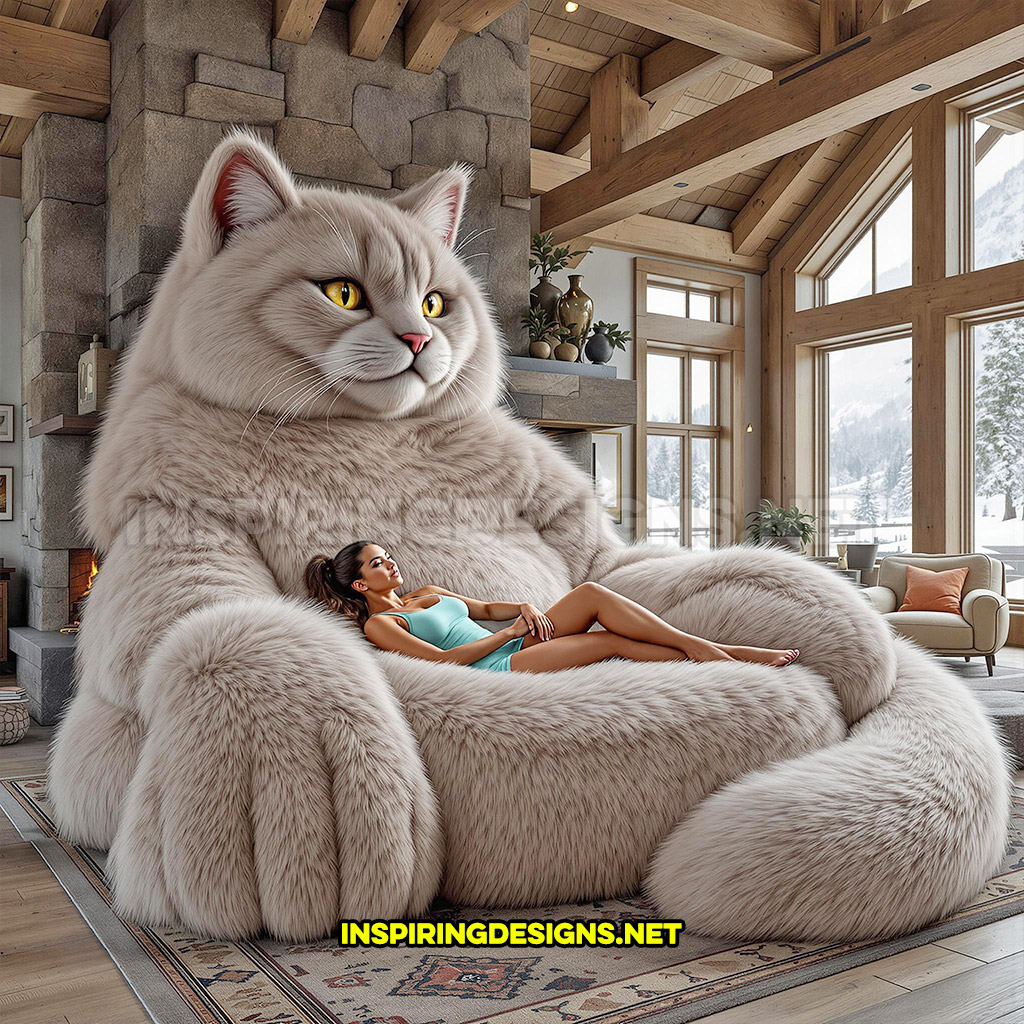 giant cat lounger in a dark cream color design