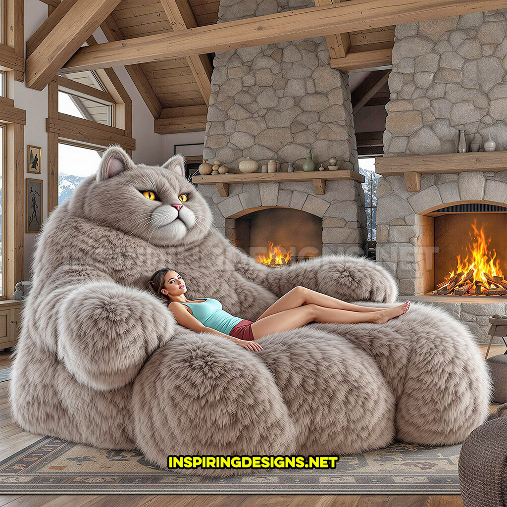 giant cat lounger in a light brown color design
