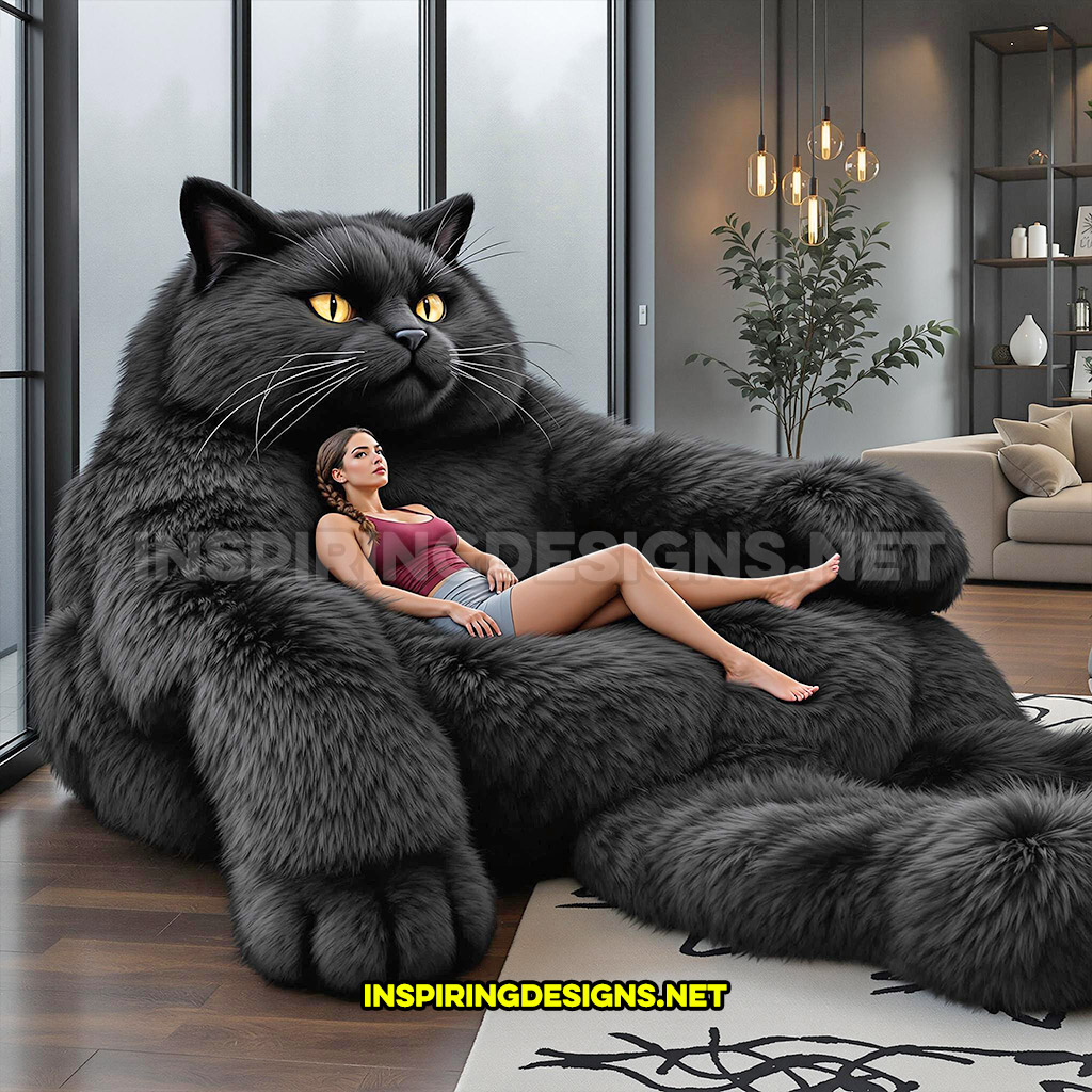 giant cat lounger in a black color design
