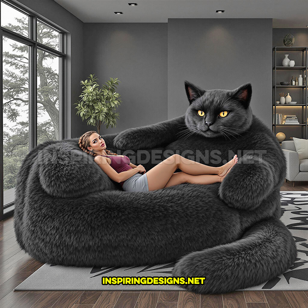 giant cat lounger in a black color design