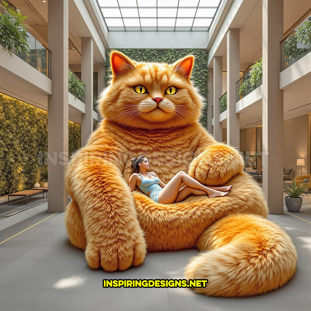 giant cat lounger in a orange color design