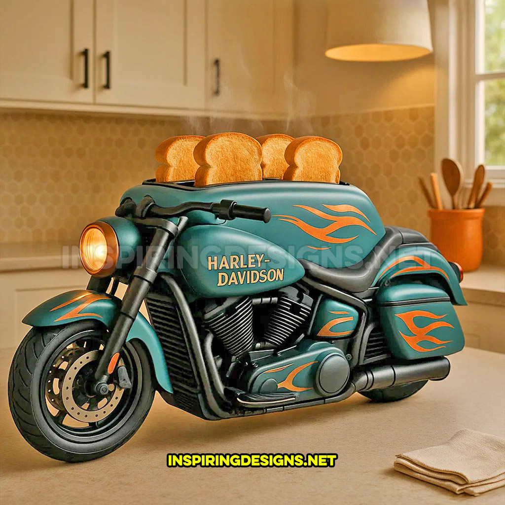 Harley toaster in a green and orange color design