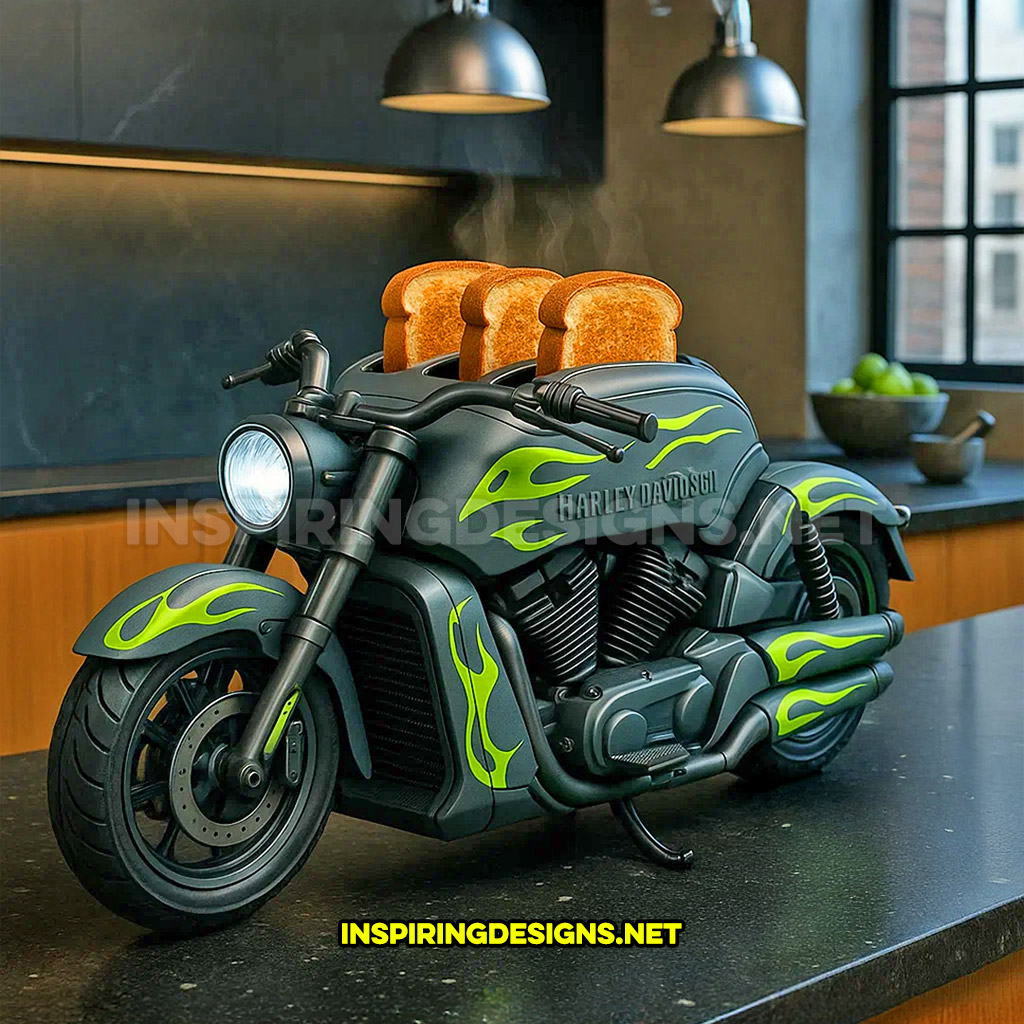 Harley toaster in a lime green and dark green color design