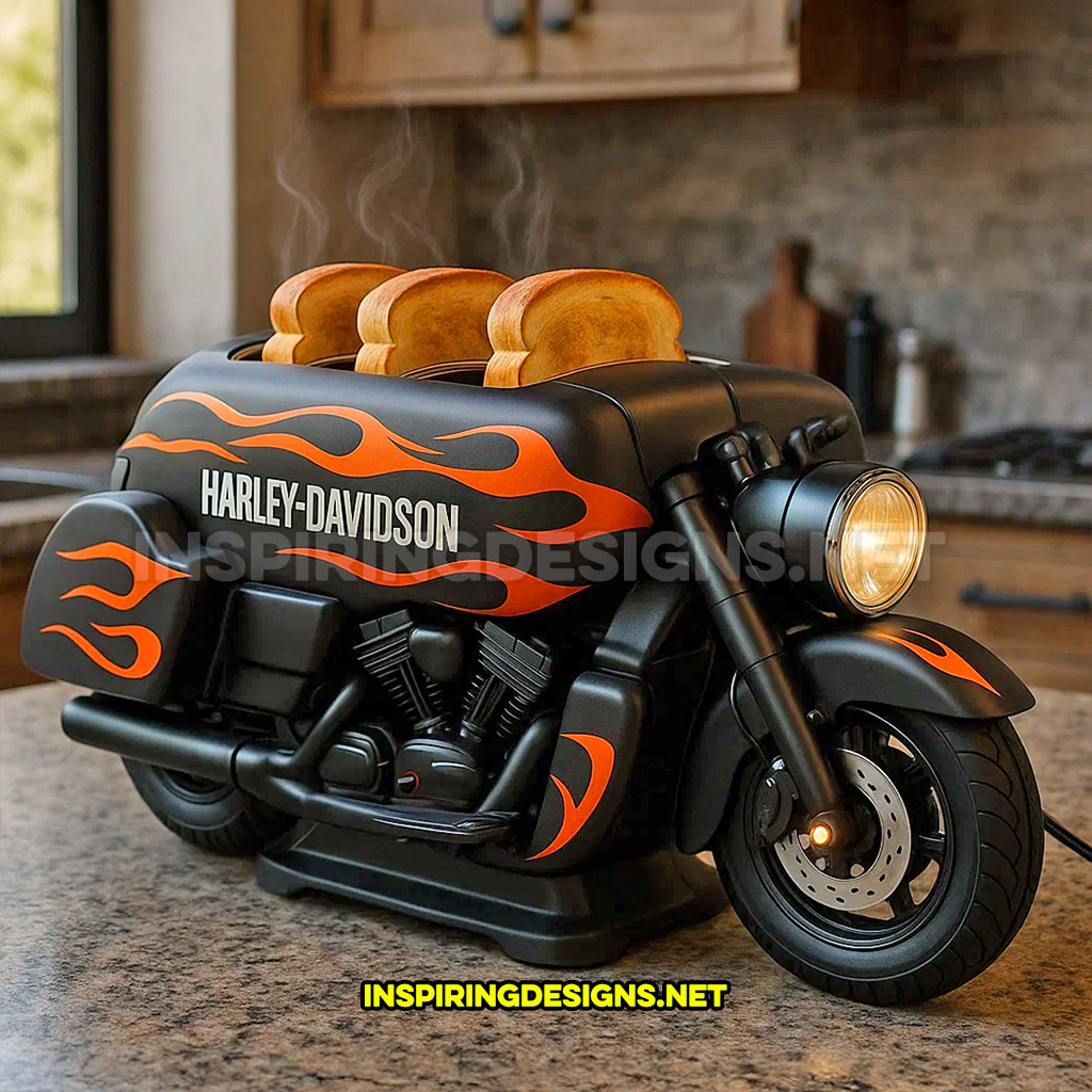 Harley toaster in a orange and black color design