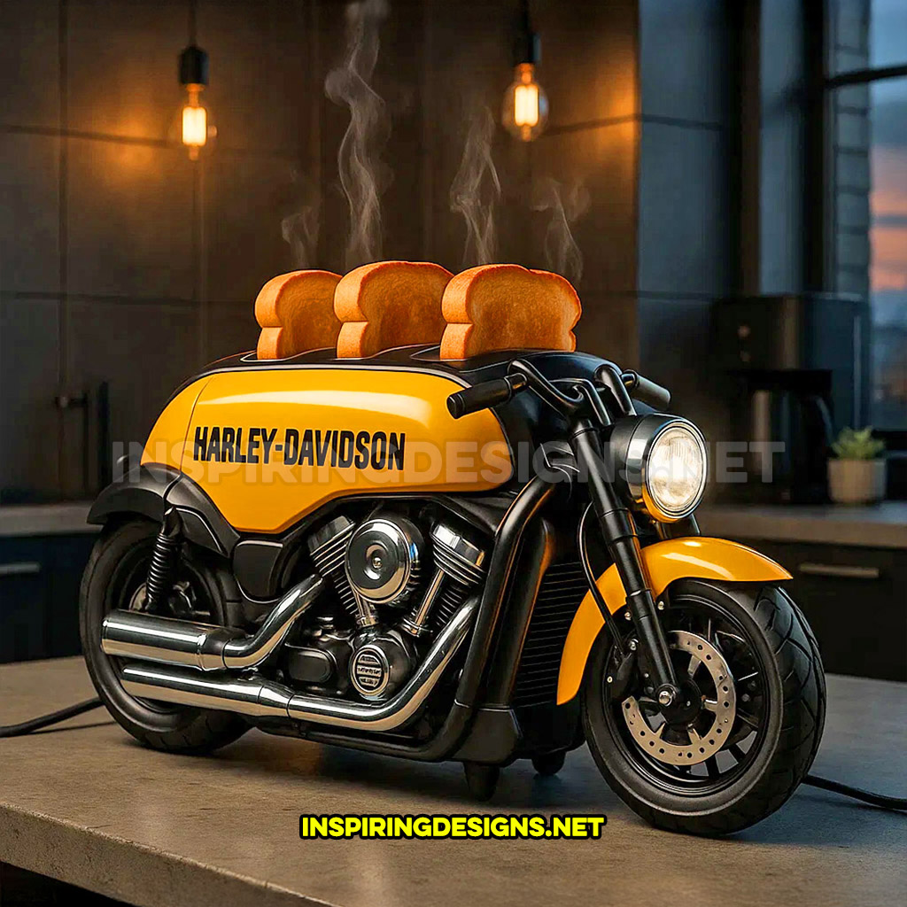 Harley toaster in a yellow and black color design