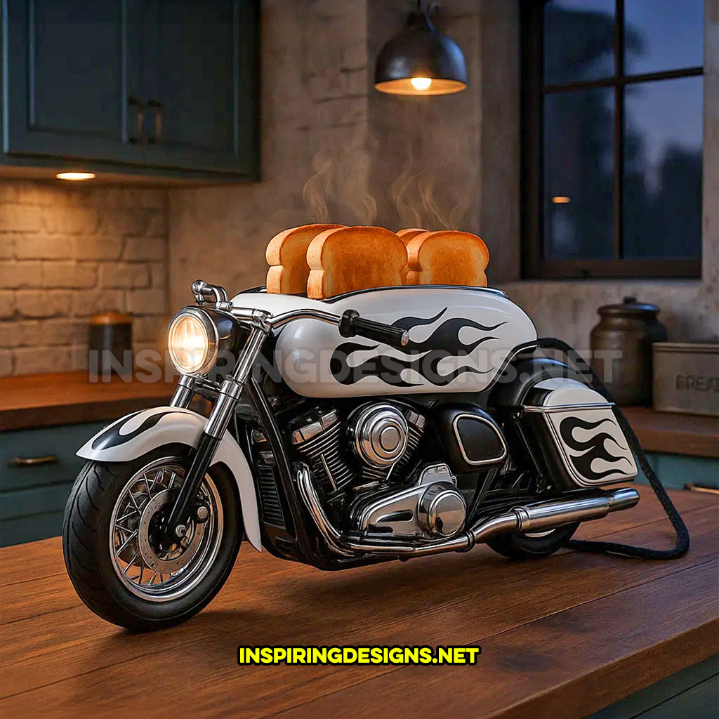 Harley toaster in a white and black color design