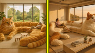 Giant Cat Shaped Sectional Sofas